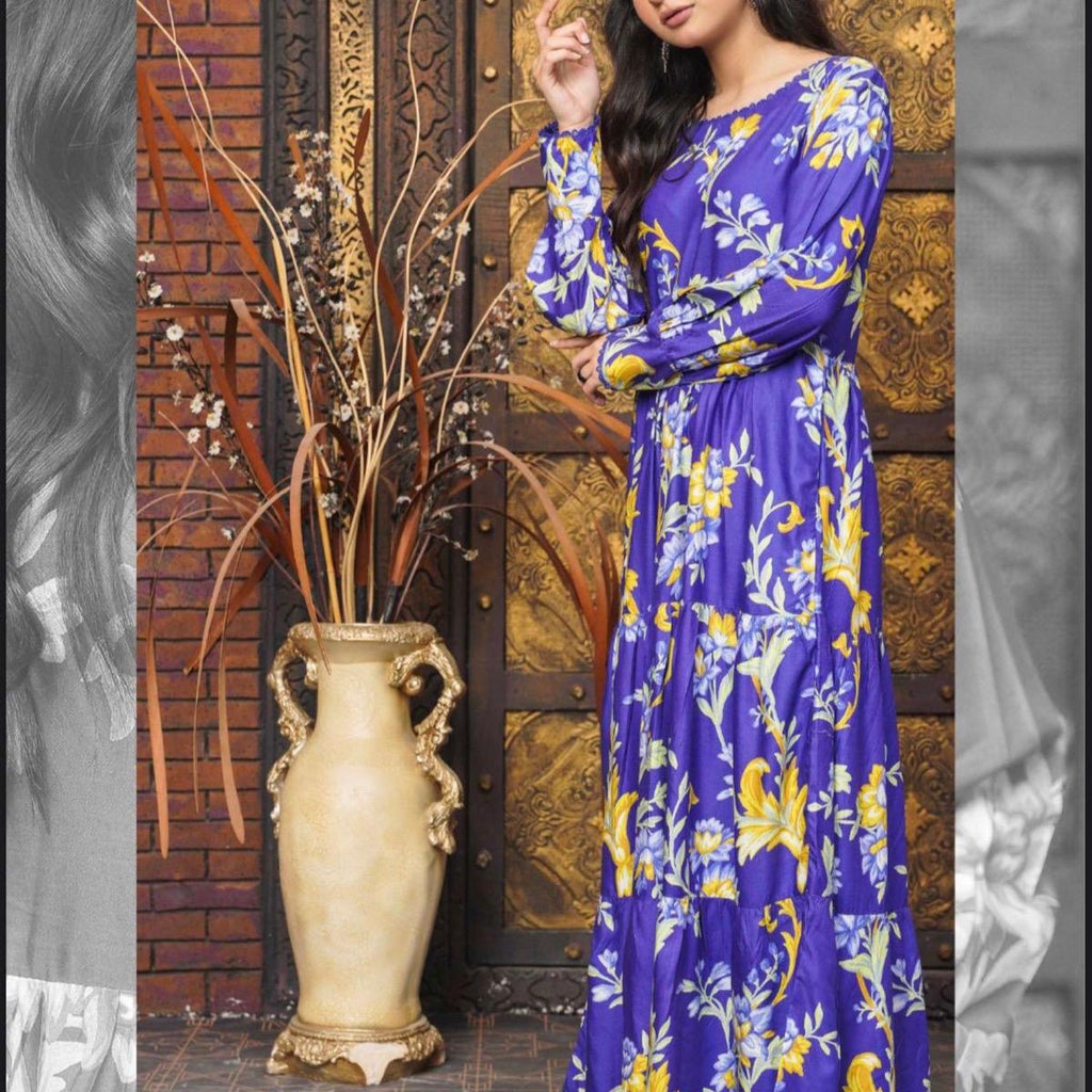 Simrans blue long linen maxi dress