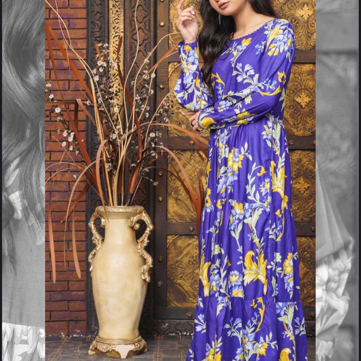 Simrans blue long linen maxi dress