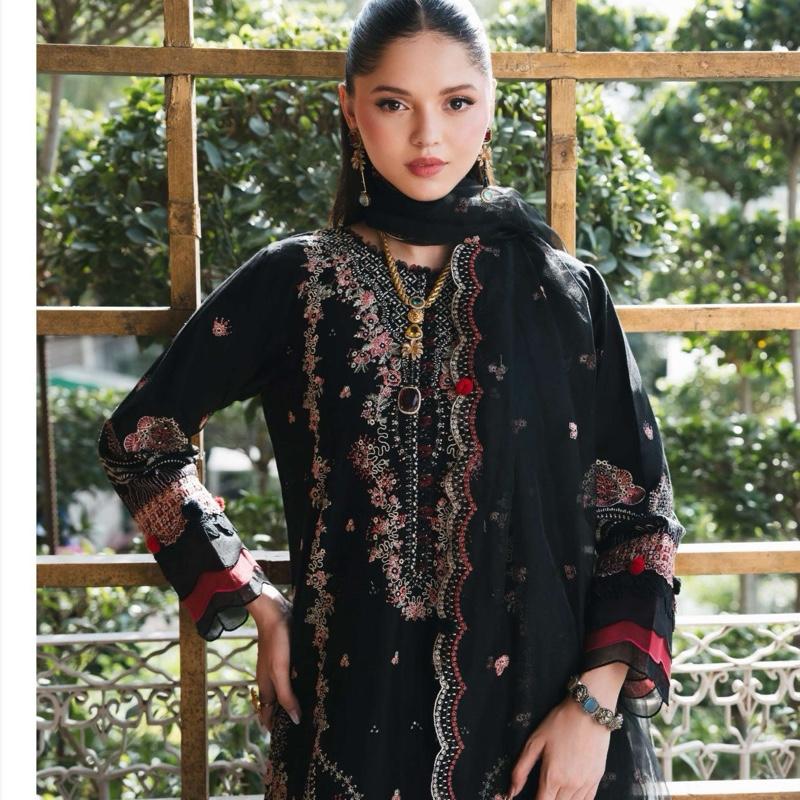 Allys mummy and me black fancy cotton embroidered 3PC