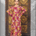 Simrans linen long maxi dress floral design