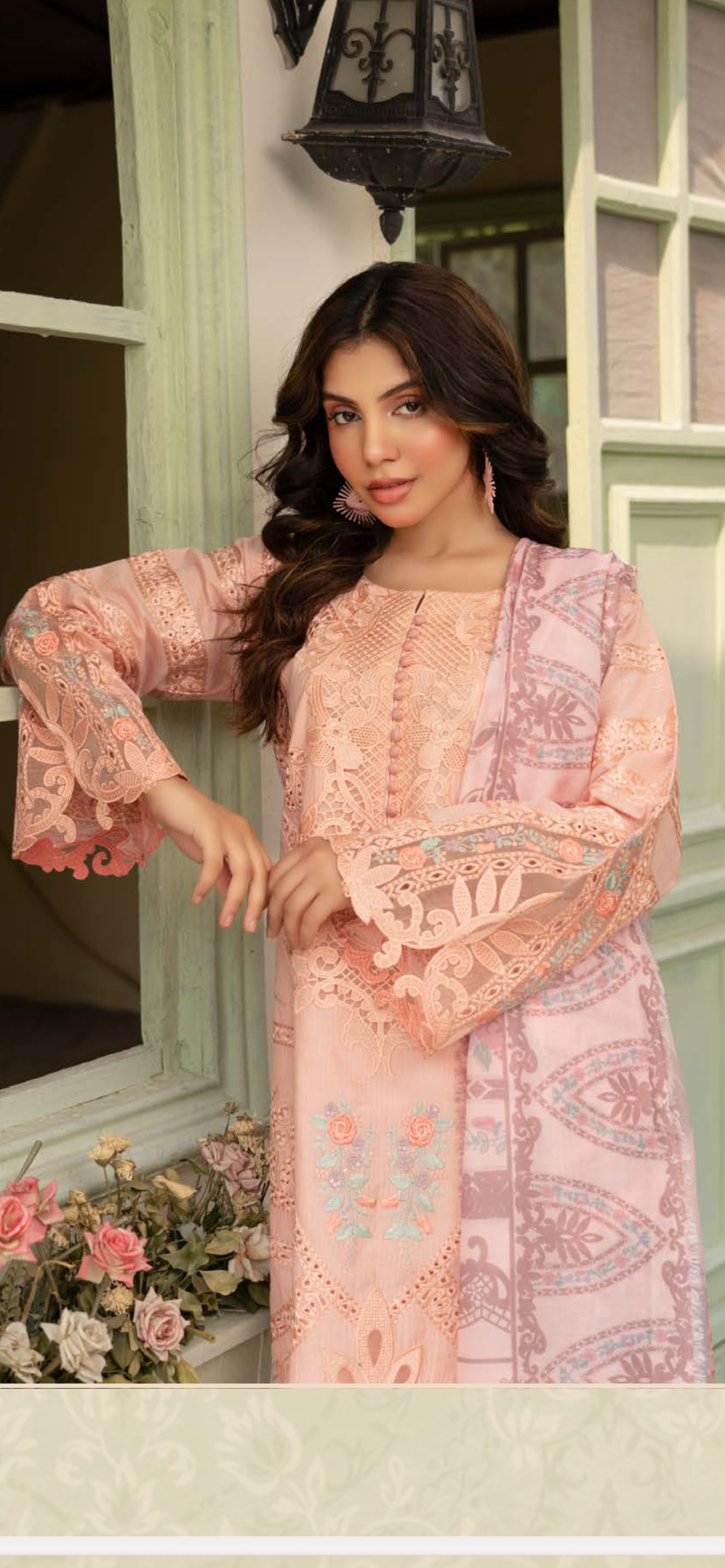 Munira peach heavy embroidered 3PC