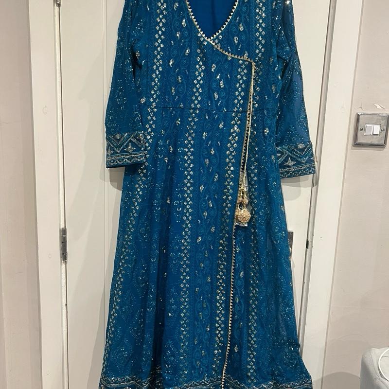 Blue fancy Embroidered angrakha style 3PC