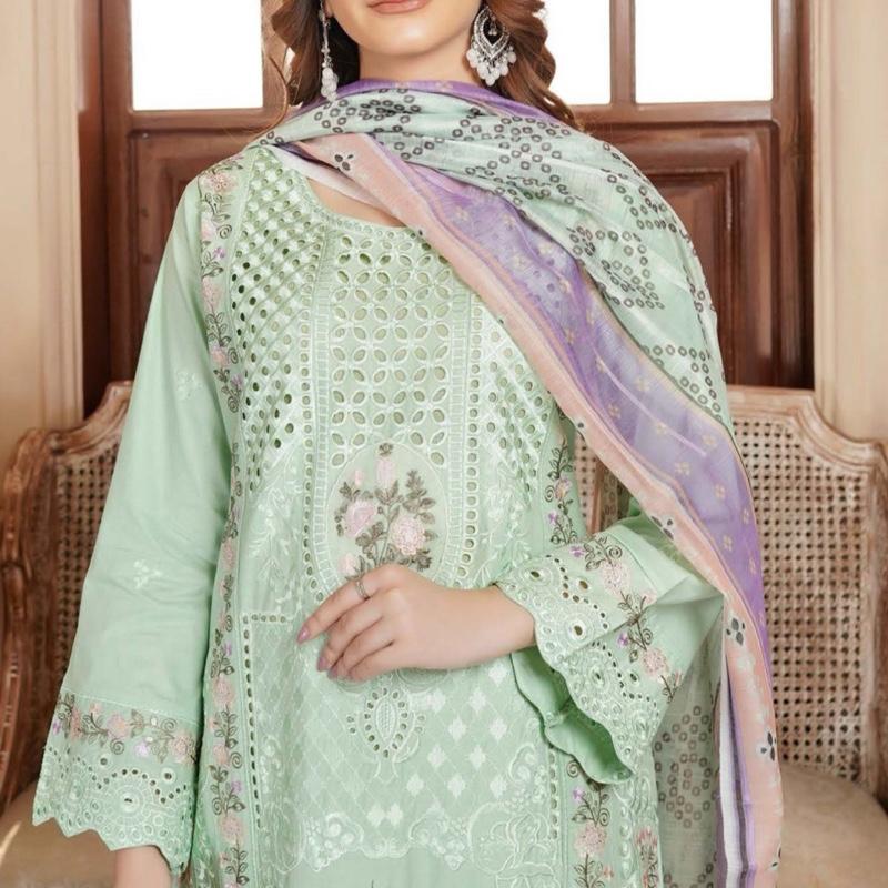 Glacial Green heavy embroidered 3PC