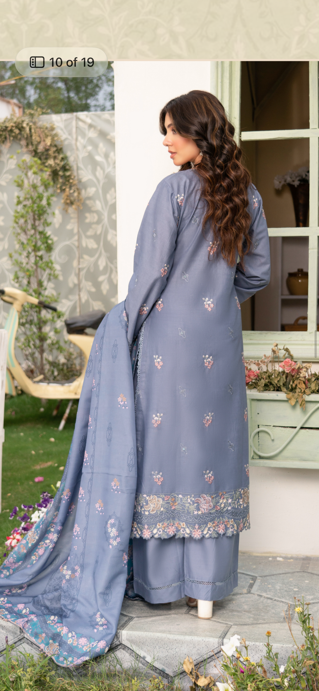 Munira cotton lawn heavy embroidered 3PC