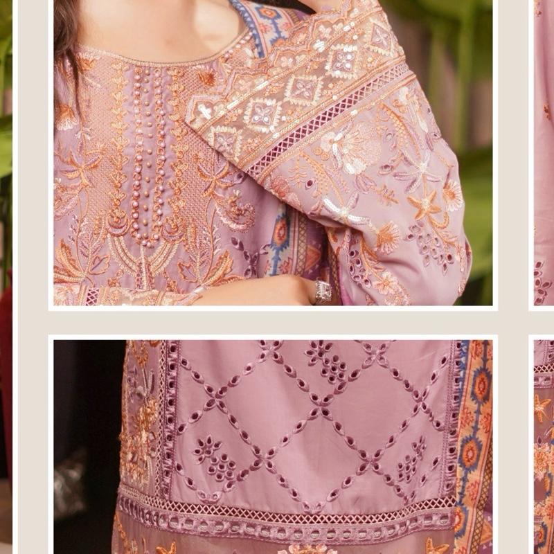 Munira mauve heavy embroidered chicken kari lawn 3PC
