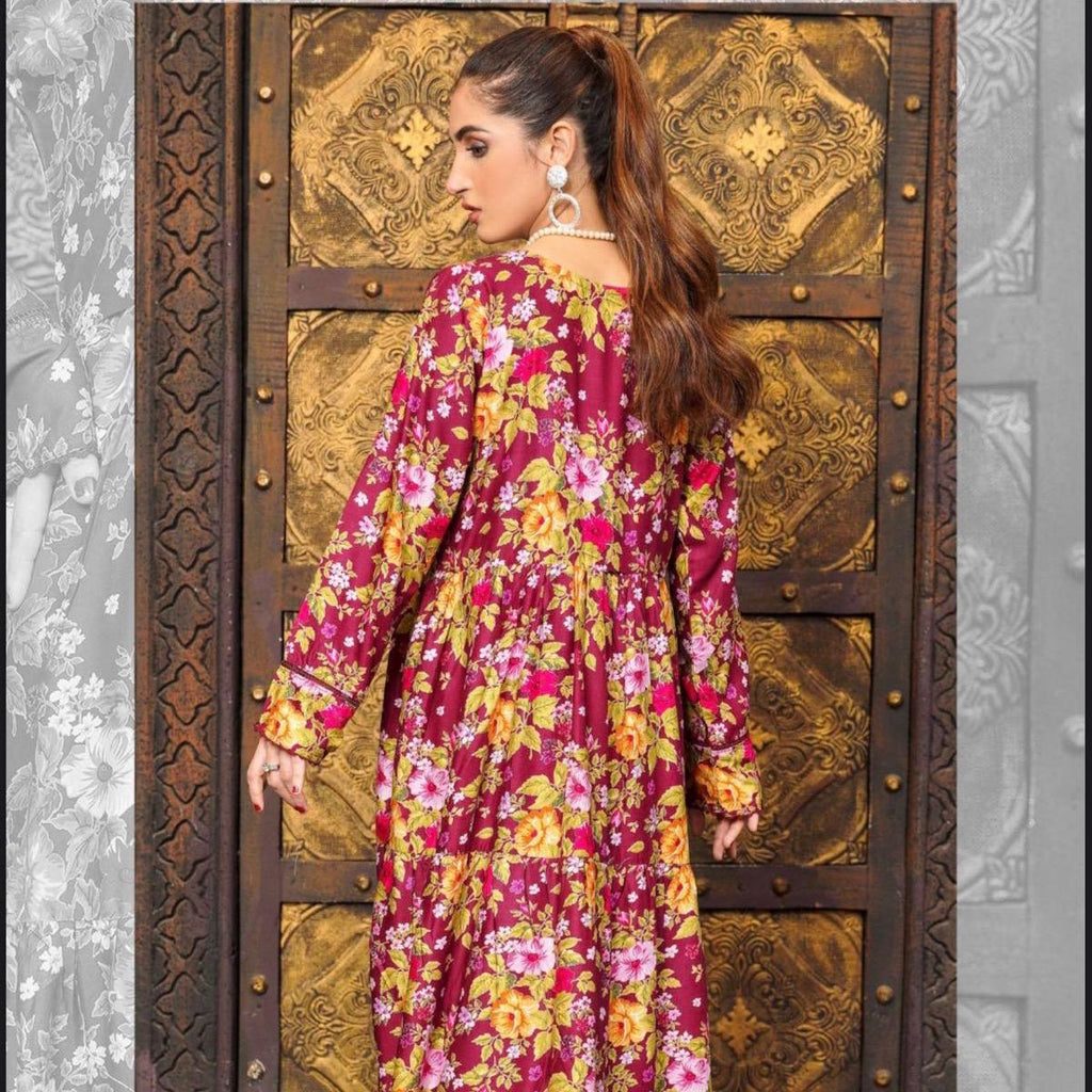 Simrans linen long maxi dress floral design