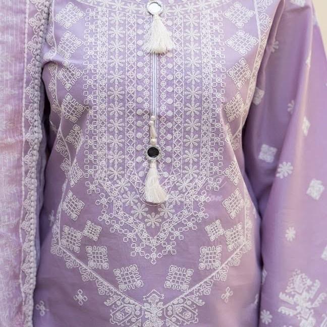Karma's Latest Cotton Embroidered Farshi Shalwar in mauve for Women