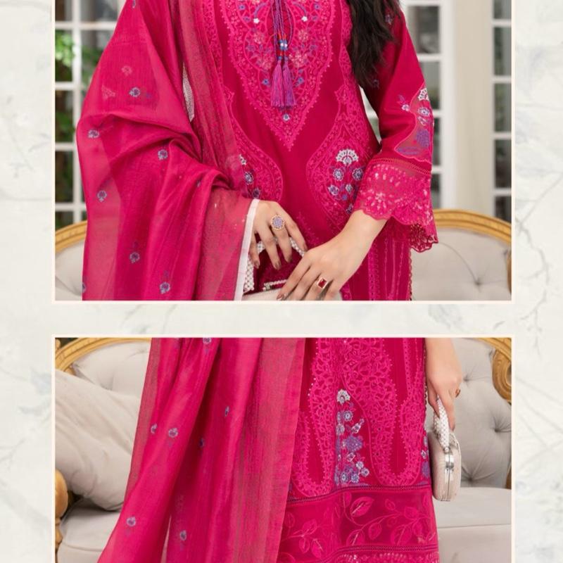 Munira heavy embroidered hot pink 3PC