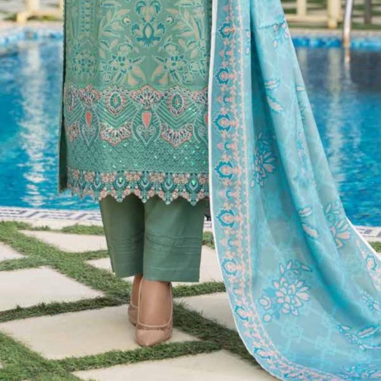 Ready to wear ladies winter dhanak 3PC with pashimna shawl and plain trousers