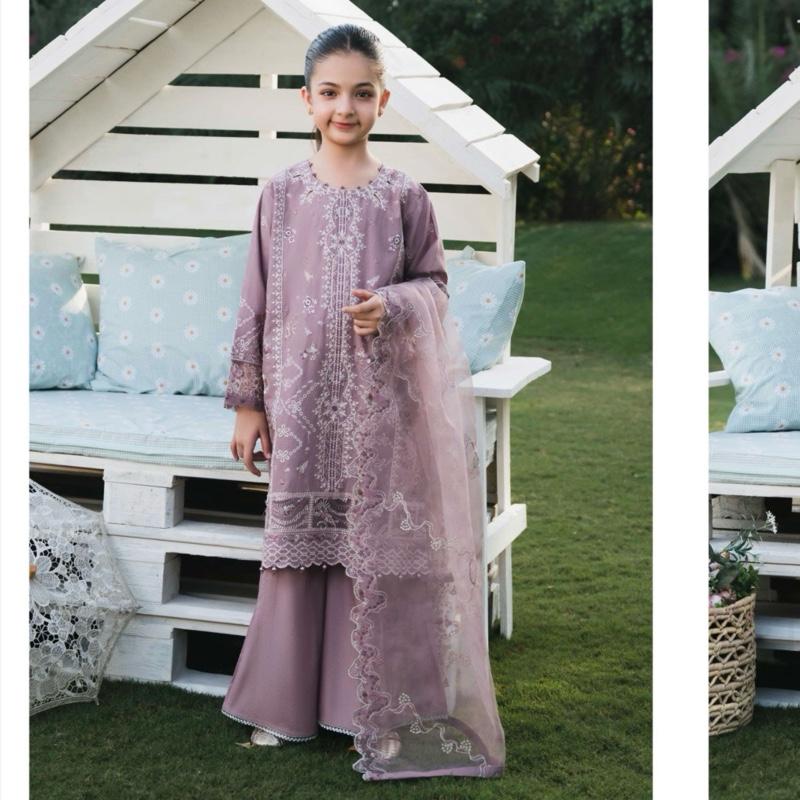 Ally’s mummy and me matching fancy cotton embroidered 3PC
