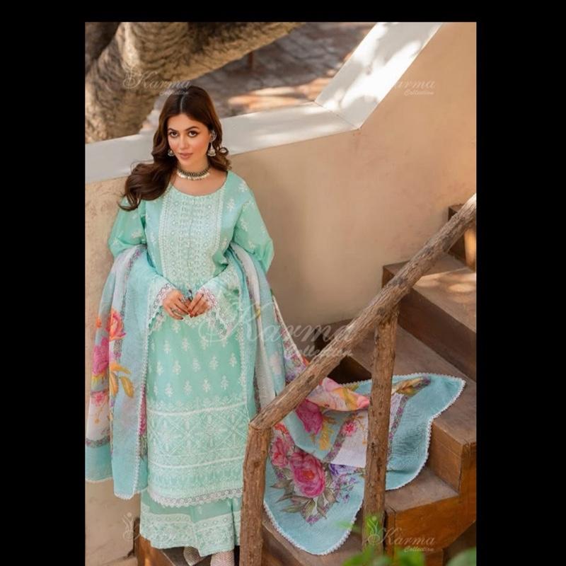 Latest karma cotton Embroidered 3PC