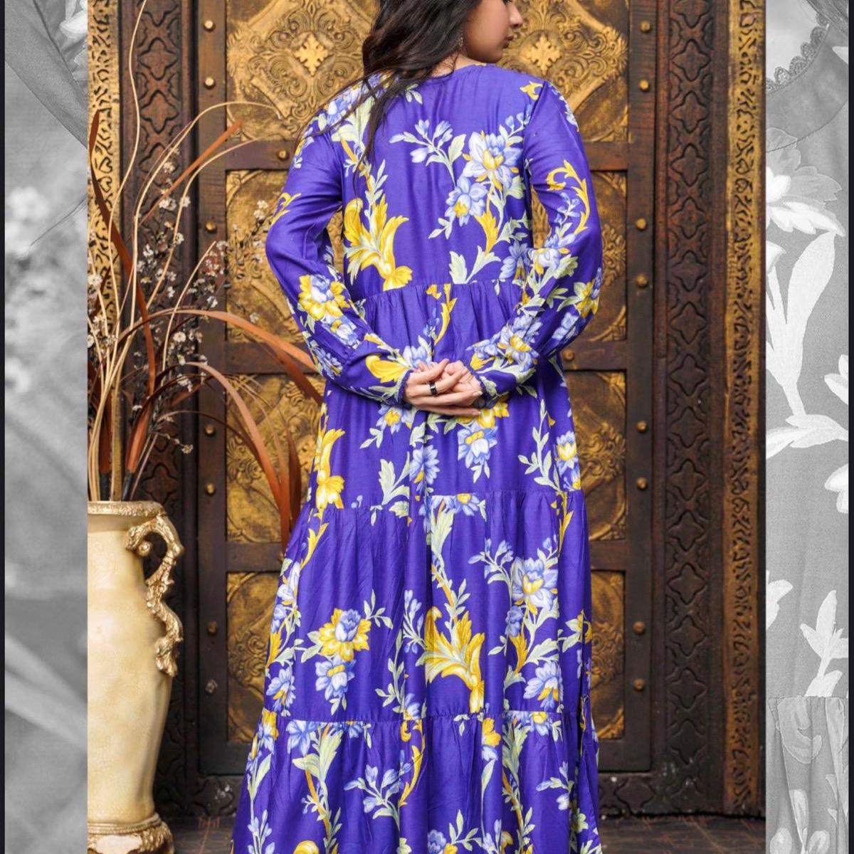 Simrans blue long linen maxi dress