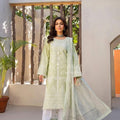 Karma green with white embroidered plazo and dupatta