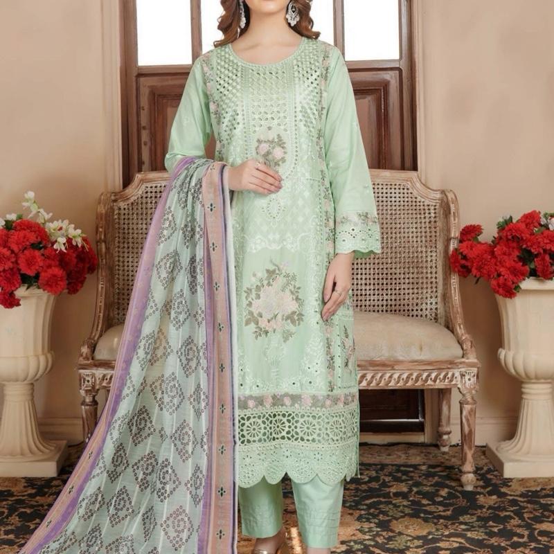 Glacial Green heavy embroidered 3PC