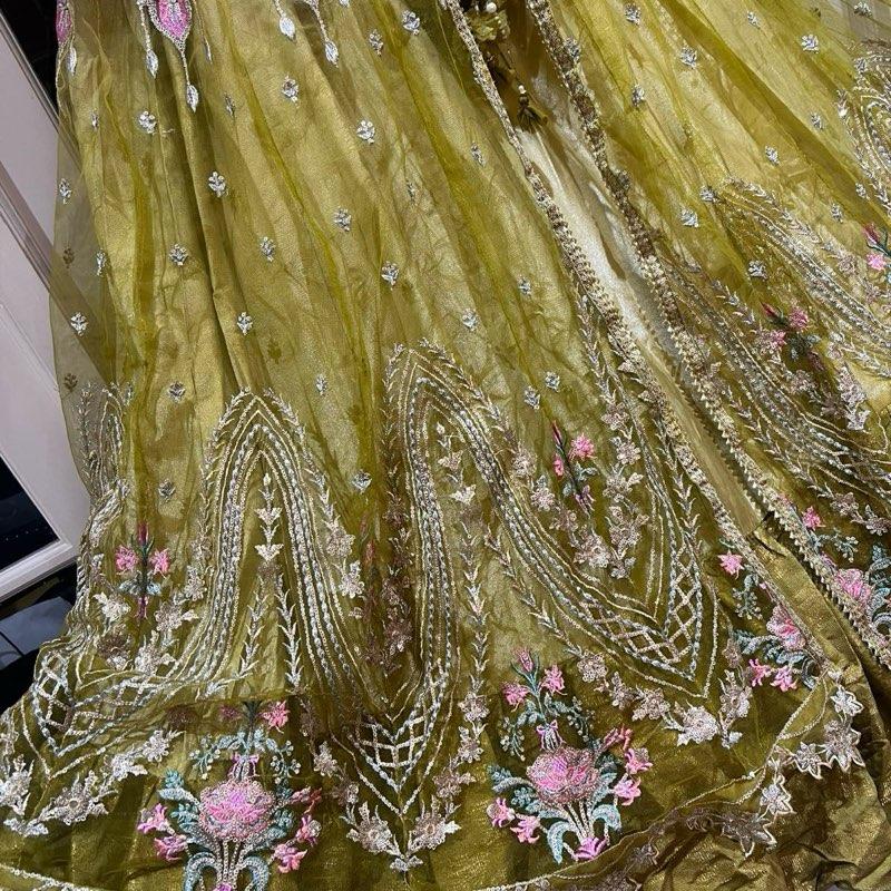 Zahra rubab dhani/lime colour heavy wedding wear
