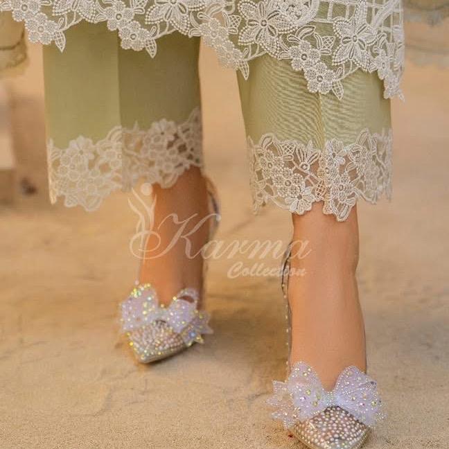 Karma heavy embroidered pistachio green 3PC