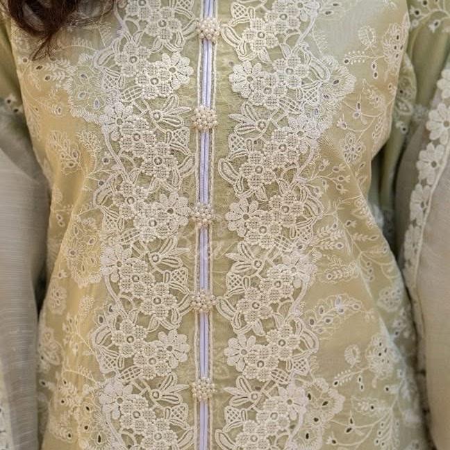 Karma heavy embroidered pistachio green 3PC