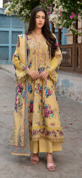 Munira lawn dress style floral print embroidered 3PC