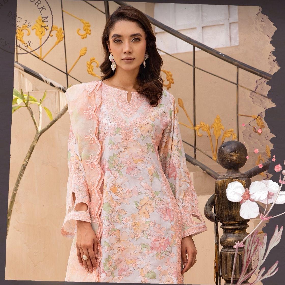 Simrans lawn printkari embroidered 3PC