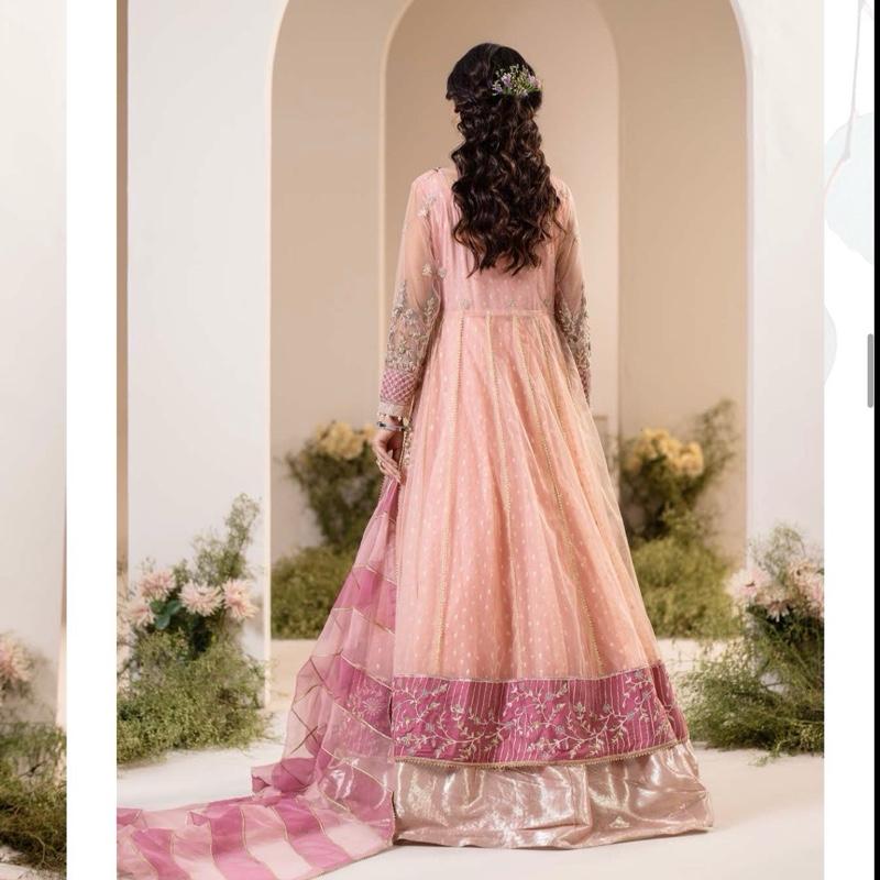 Zahra Rubab pink fancy wedding wear maxi dress