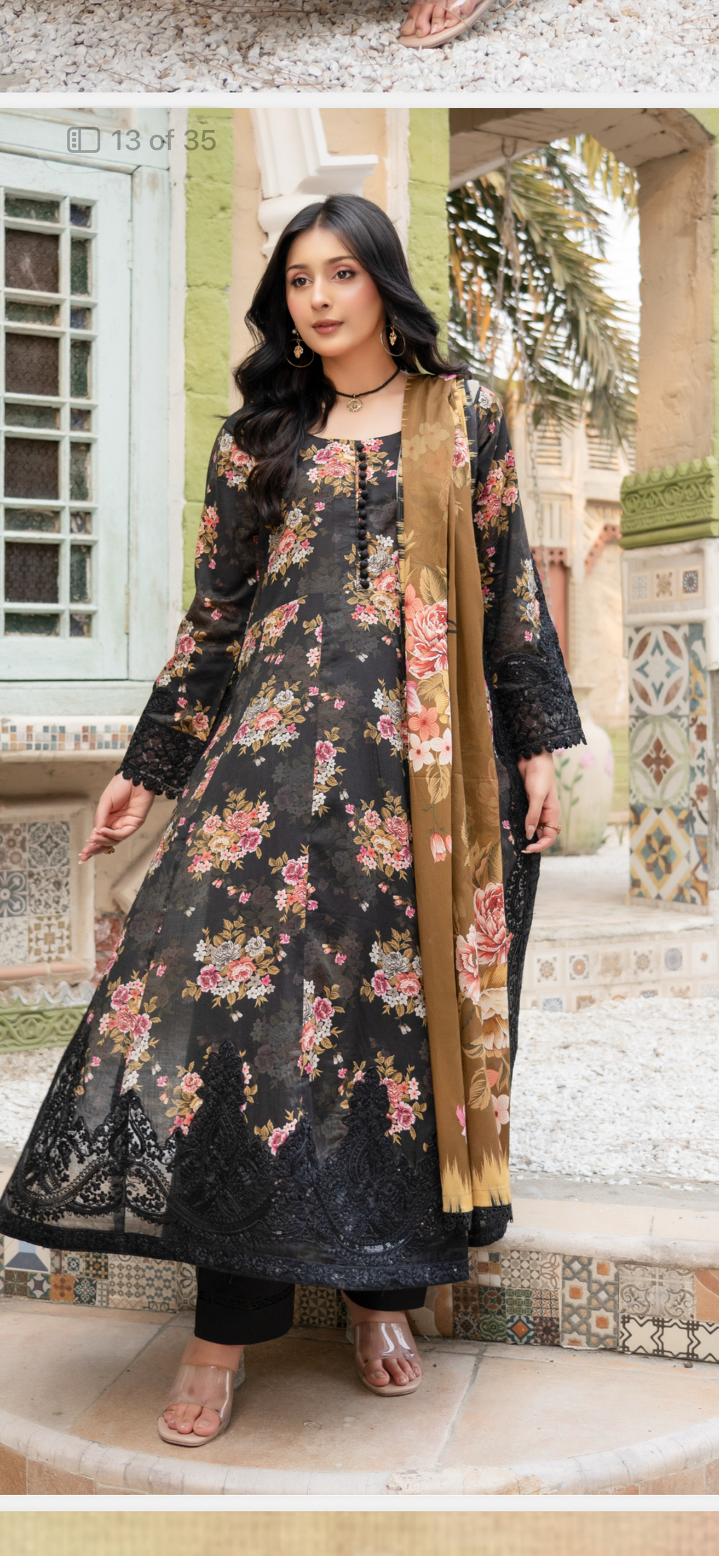 Black lawn embroidered dress style 3PC