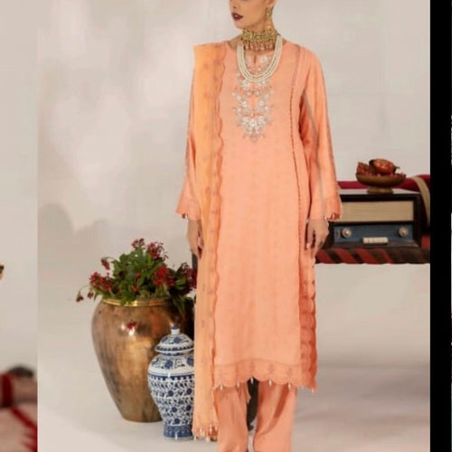 Allys peach embroidered 3PC suit