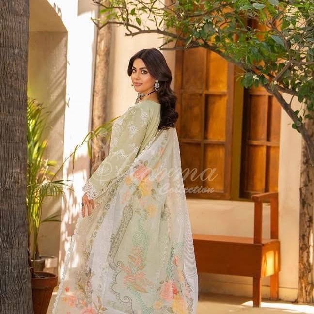 Karma heavy embroidered pistachio green 3PC