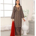 Simrans shamrey linen suit with chiffon plain dupatta
