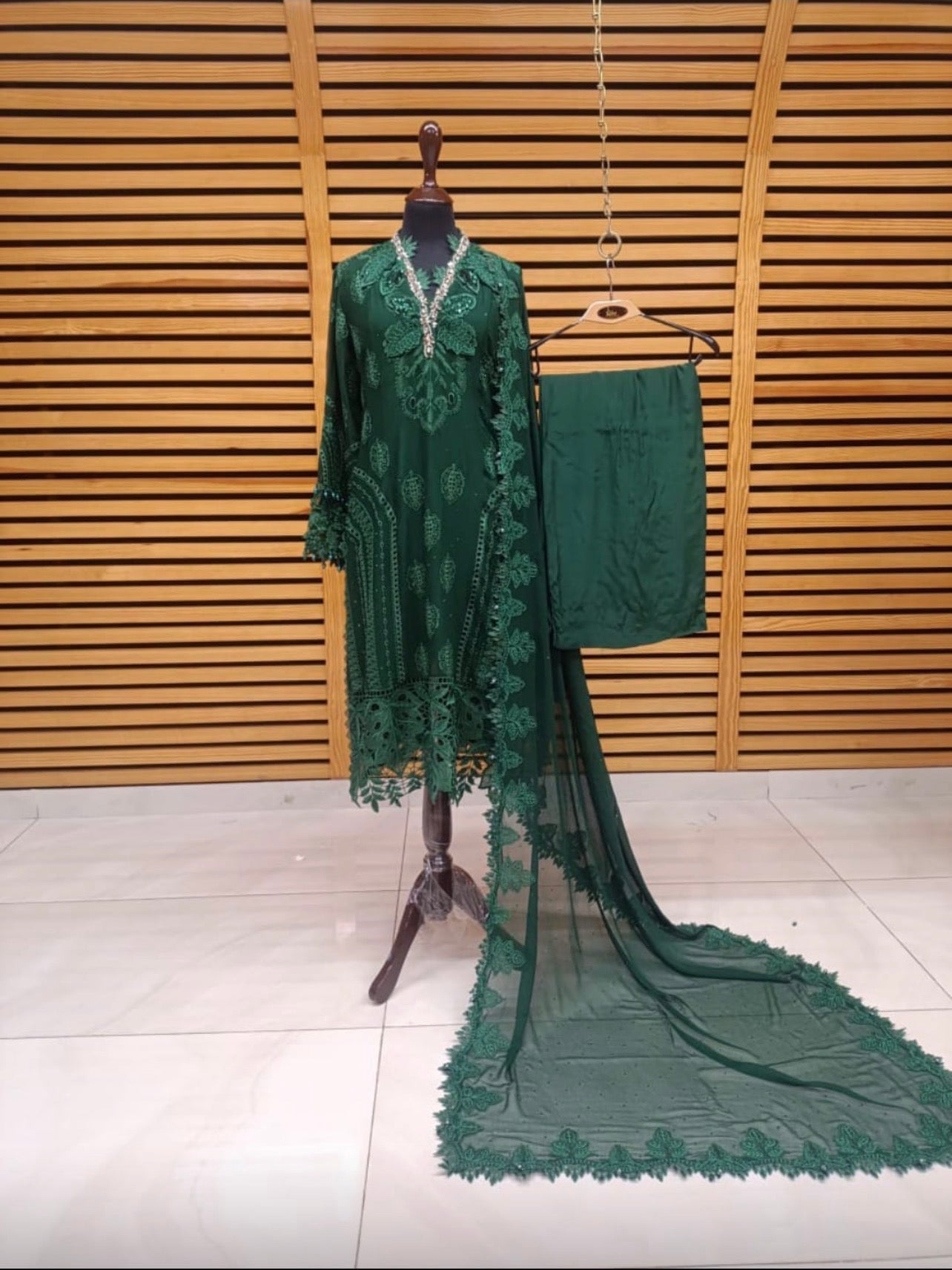 Maria B inspired green chiffon 3PC