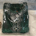 Dark Green Velvet 3PC Suit with Straight Trousers and Shawl Embellished with Rhinestones for Formal Occasions