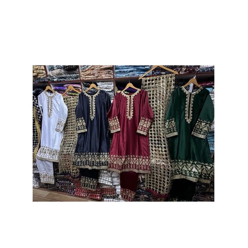 Most trending silk fancy silk suit with mirror work dupatta