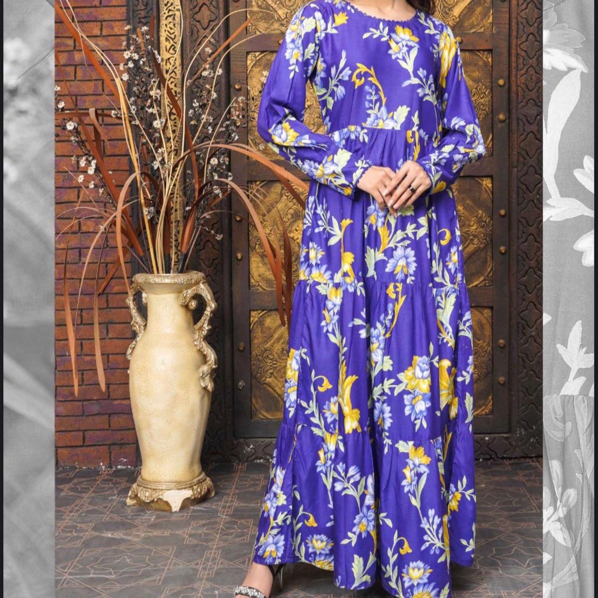 Simrans blue long linen maxi dress
