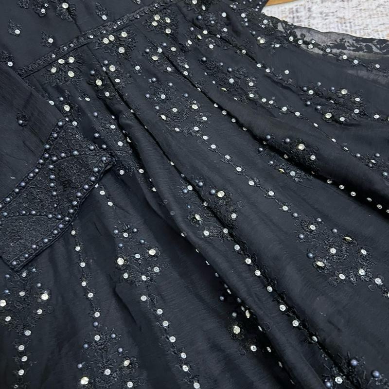 Black chiffon fancy embroidered maxi dress