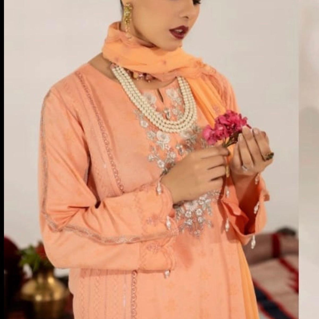 Allys peach embroidered 3PC suit