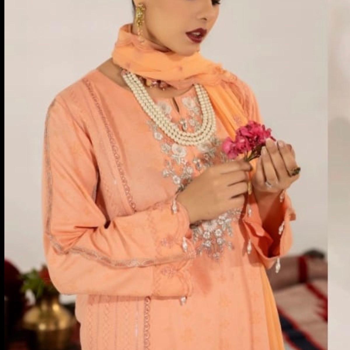 Allys peach embroidered 3PC suit