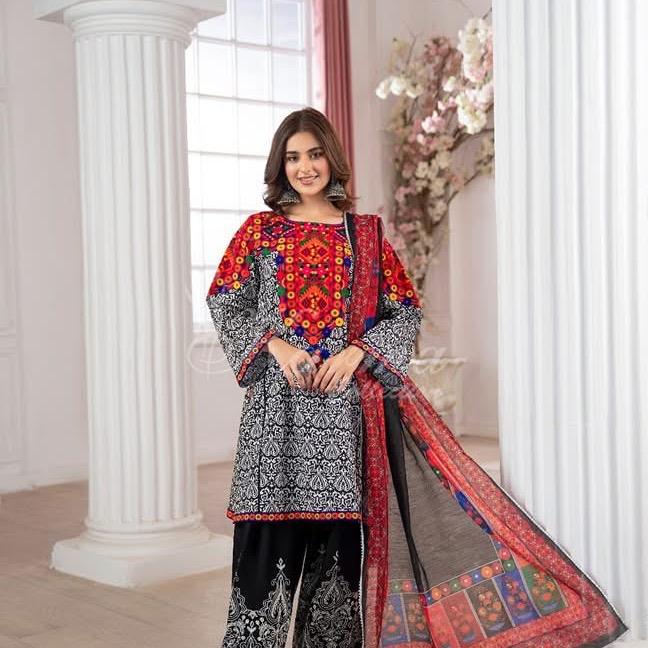 Karma traditional embroidered with farshi shalwar
