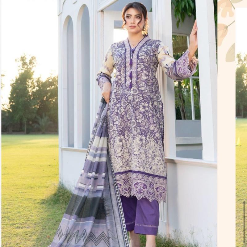 Munira purple embroidered 3PC