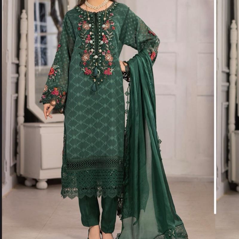 Zahra Rubab green party wear 3PC