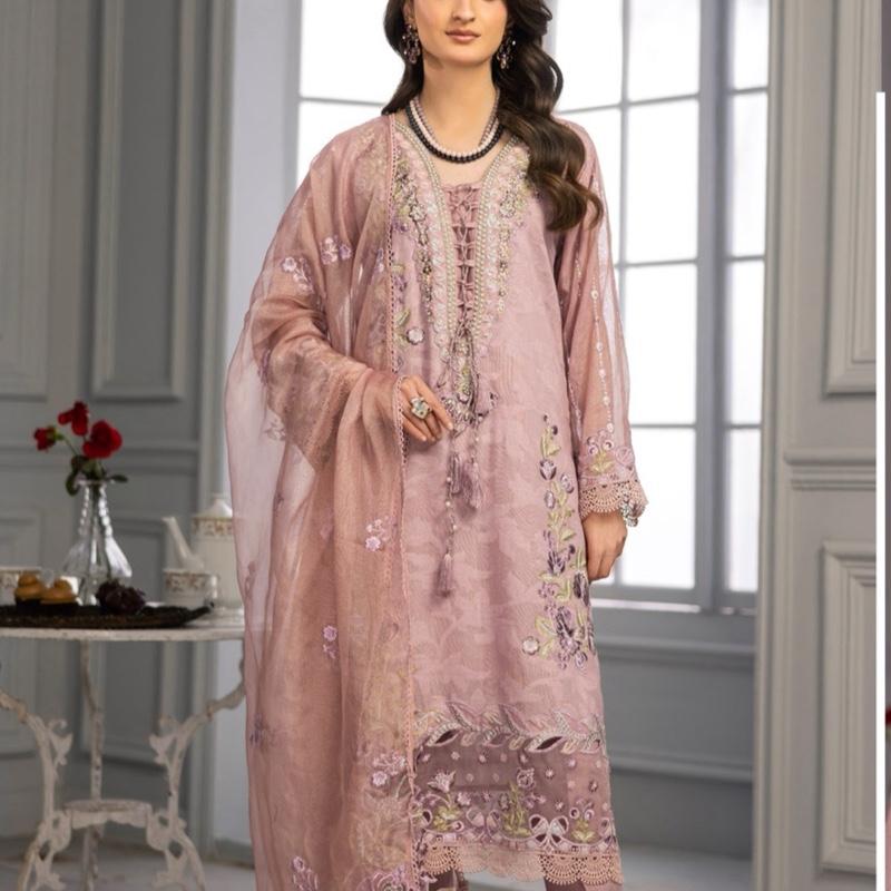 Zahra Rubab fancy party wear 3PC  Rose colour