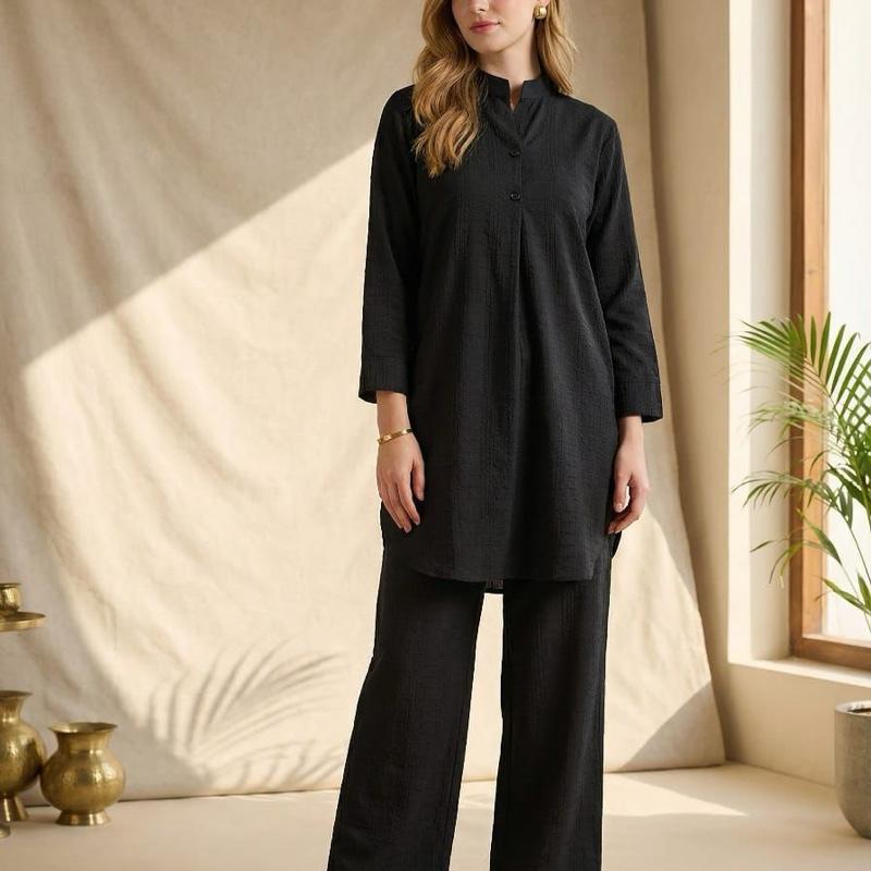 Black English Co-Ord Set 2PC - Stylish and Comfortable Outfit for Everyday Wear