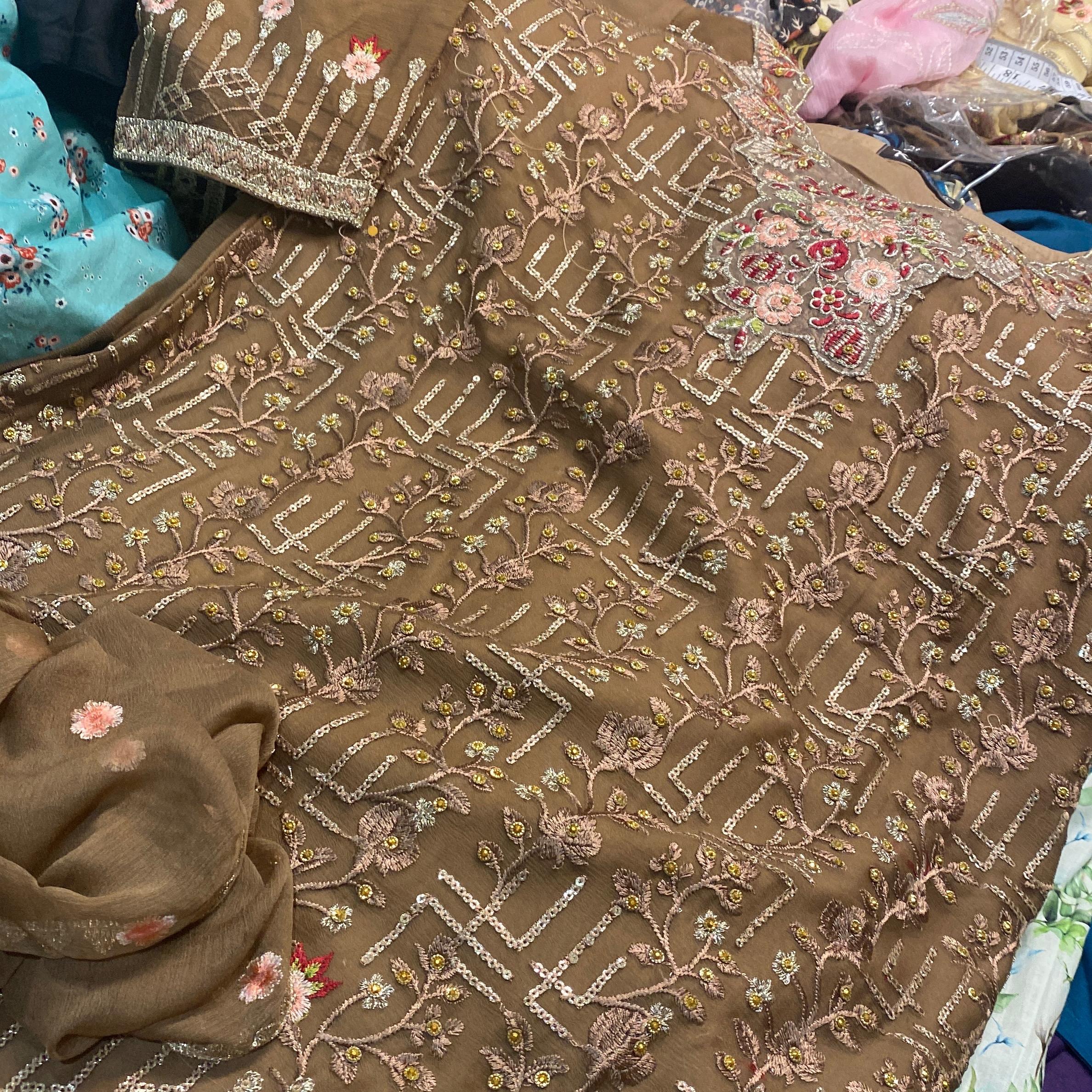 Brown chiffon fancy suit