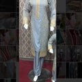 Light grey embroidered gown style linen 3PC