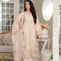 Munira beige heavy embroidered cotton 3PC