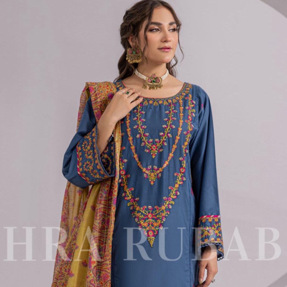 Zahra Rubab  Blue embroidered 3PC