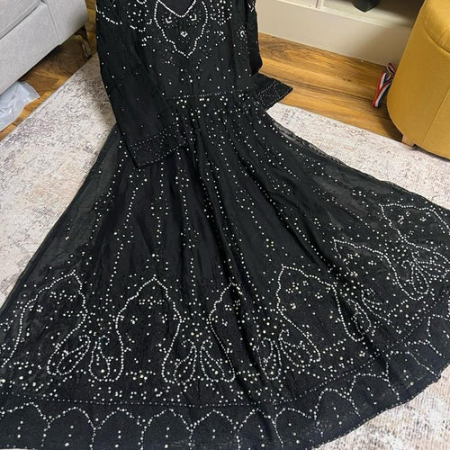 Black chiffon fancy embroidered maxi dress
