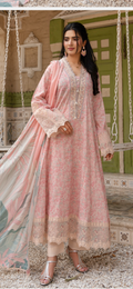 Pink lawn embroidered dress style 3PC