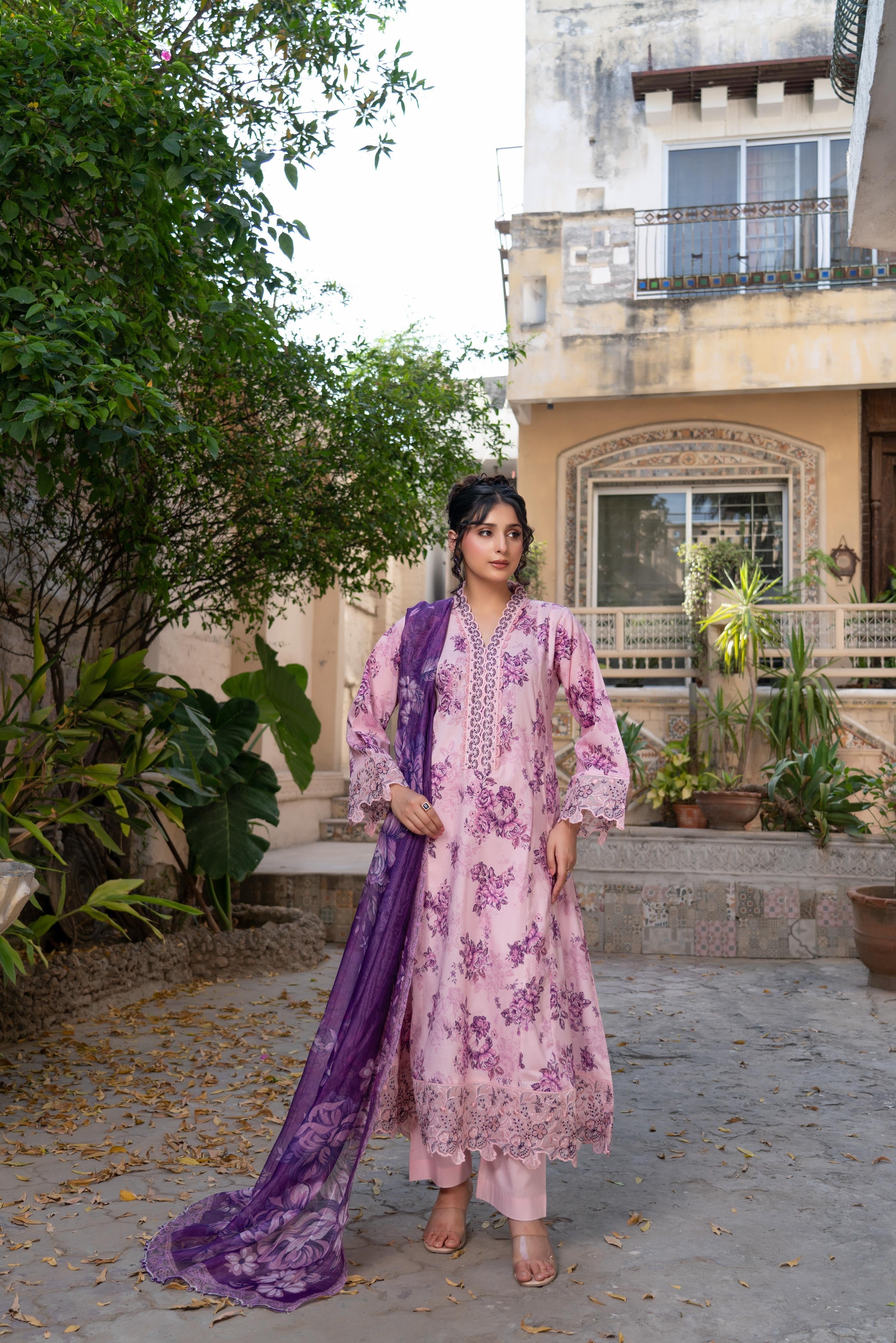 Munira lawn embroidered dress style 3PC