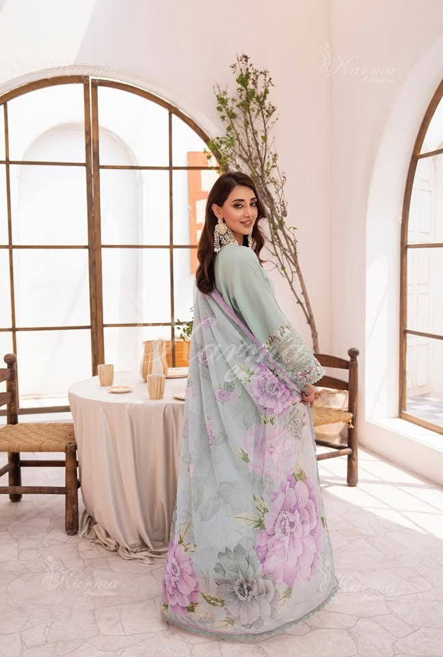 Karma heavy Embroidered 3PC with embroidered plazo and dupatta