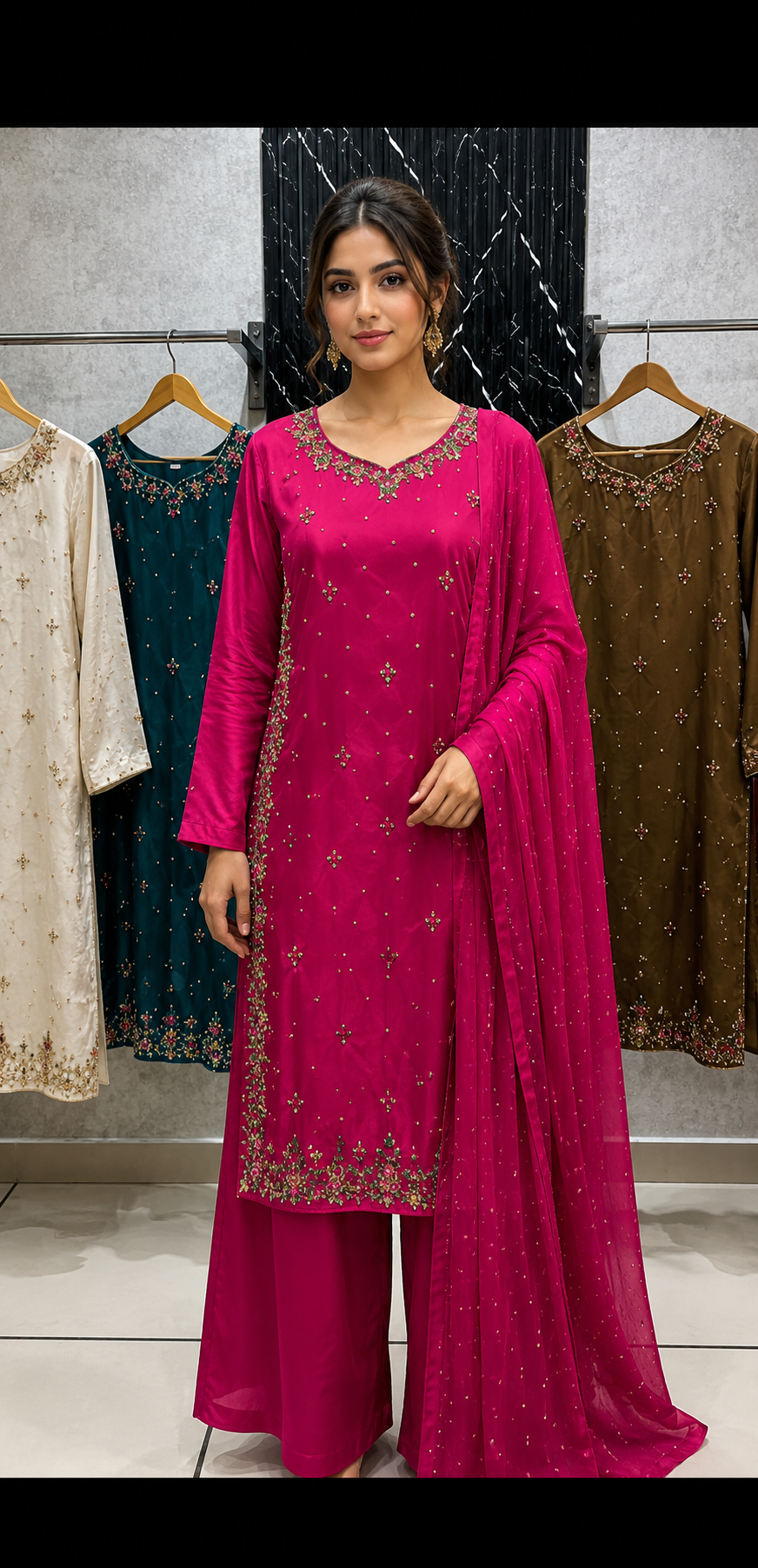 ROSHNI- Sheesha Silk Luxe Hand Embellished 3pc Pakistani Wedding Eid Party Formalwear- S/M/L Size