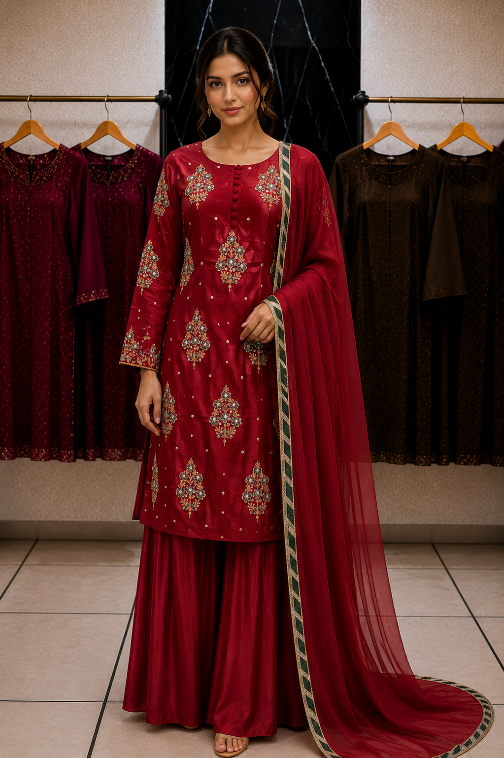 RESHAM - Sheesha/Russian Silk Luxe Hand Embellished 3pc Pakistani Wedding Eid Party Formalwear- S/M/L/XL